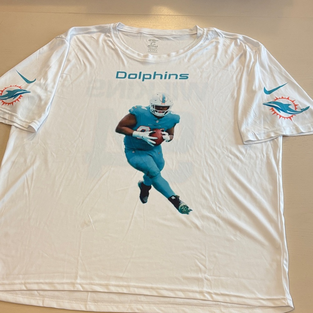 Nike White and Teal Dolphins Short Sleeve Tee